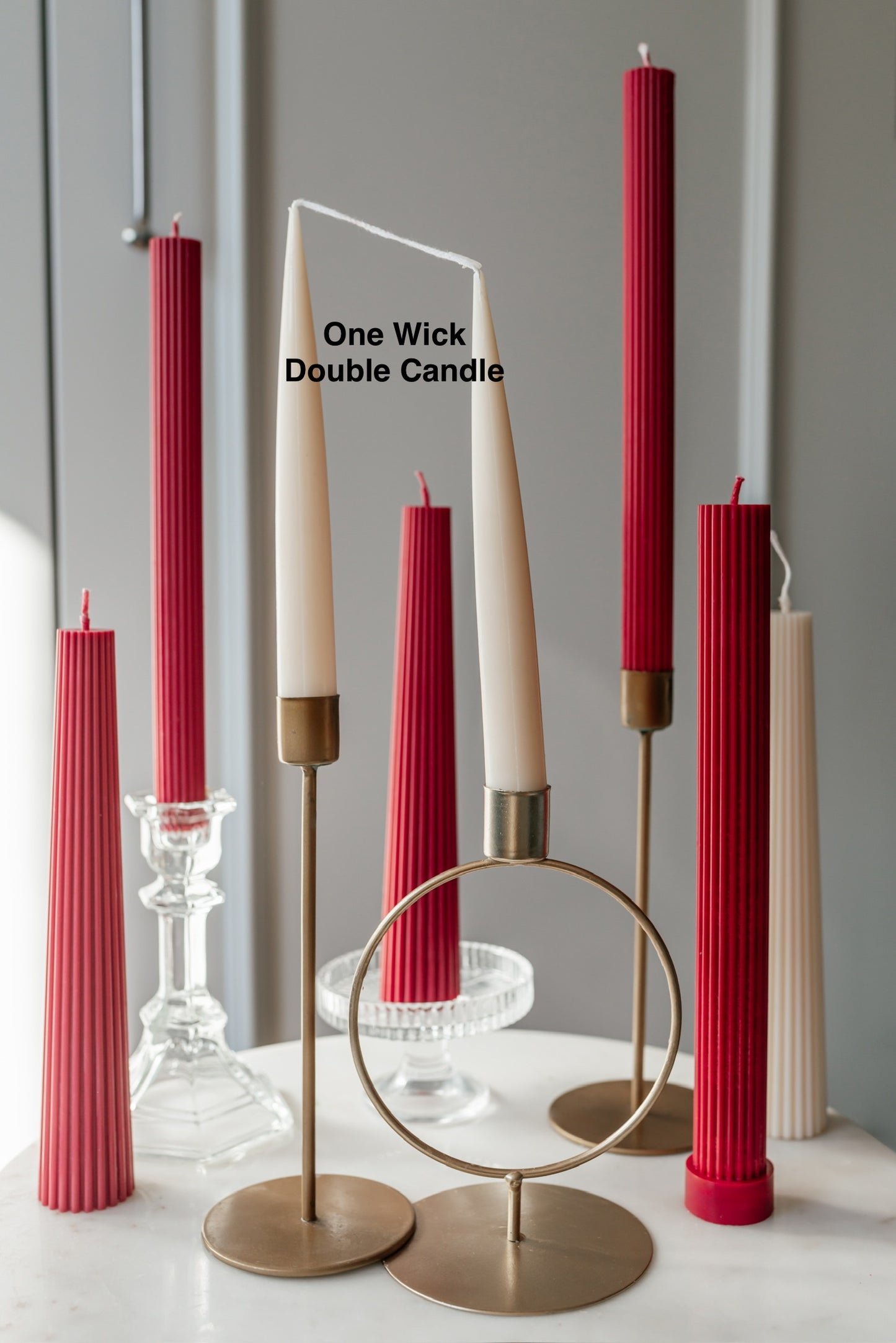 Red & White Classic Taper Candles