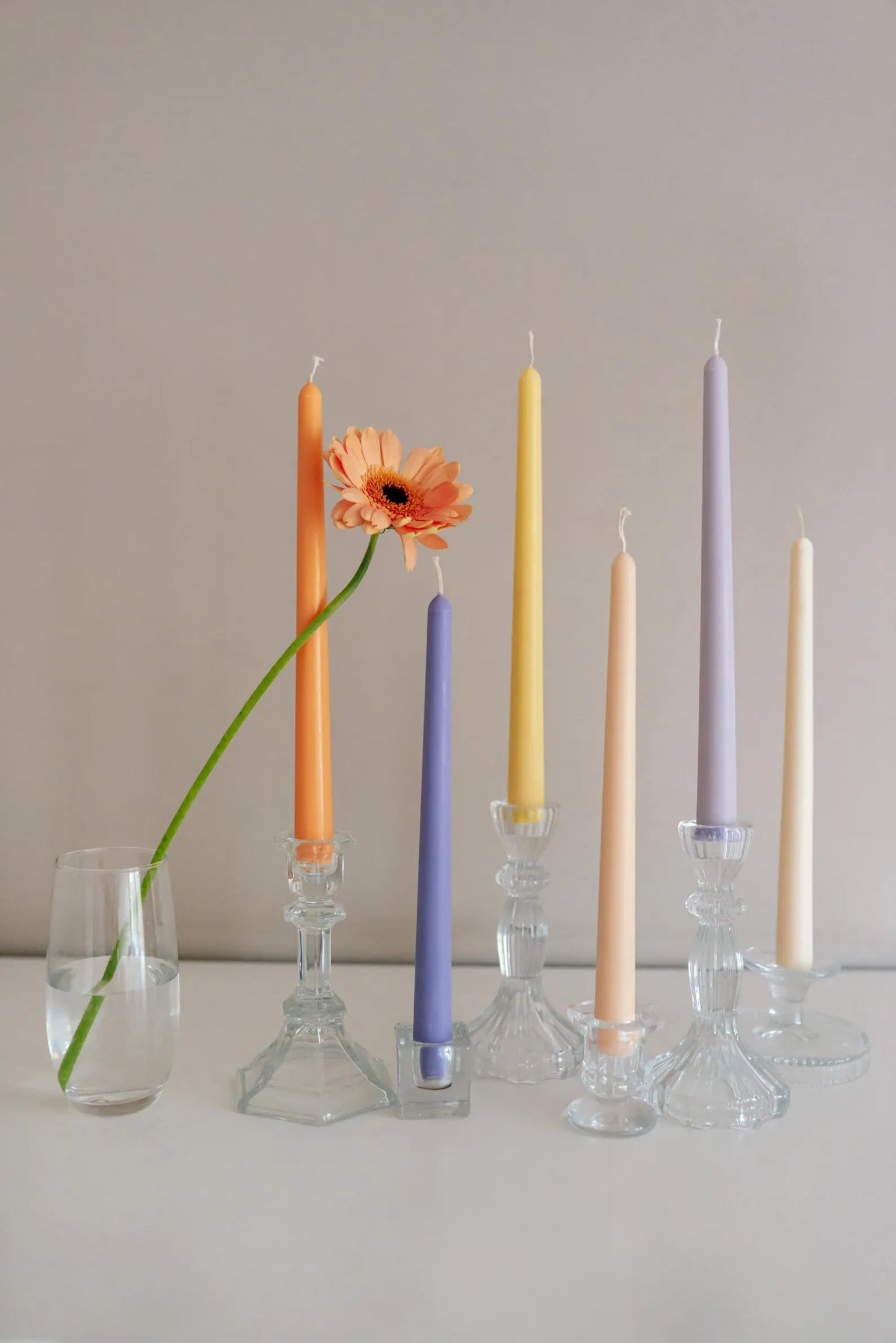 Taper Decorative Candles Lavender Colour Palette Wedding