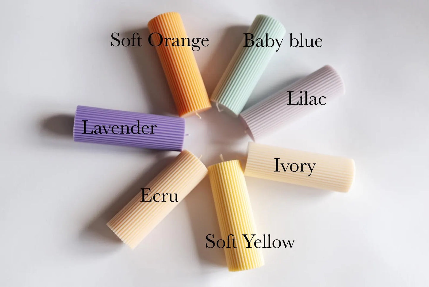 Column Pillar Ribbed Lavender Colour Palette Wedding Decorative Candles