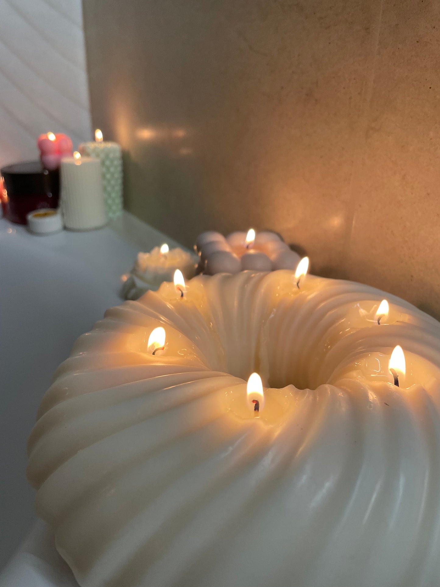 Large Donut 6 Wicks Decorative Candle