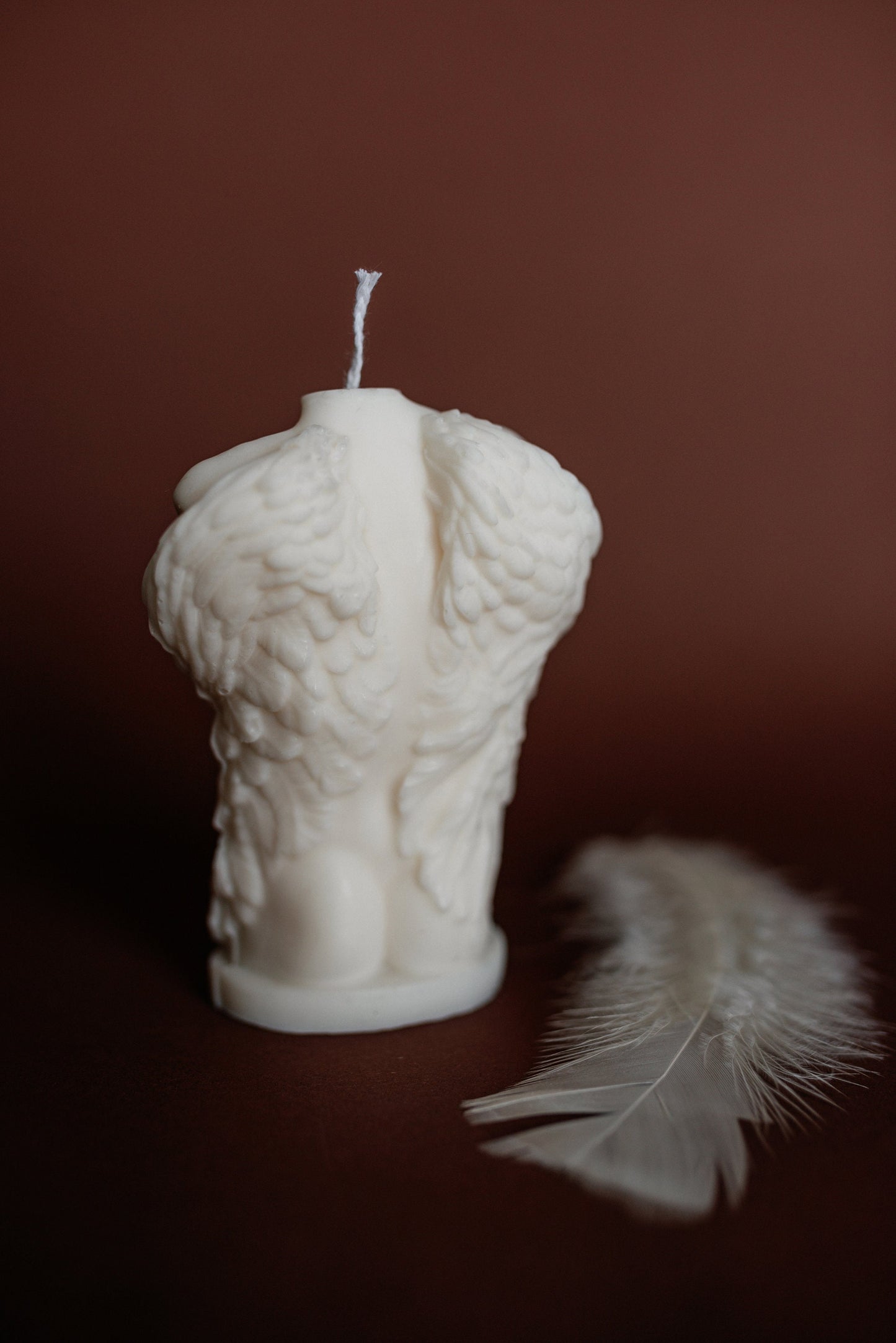 Male Torso Angel Pillar Candle