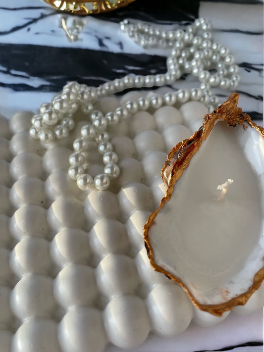 Oyster Shell Candles: Natural Seashell Coastal Decor, Beach Wedding Favors