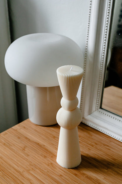 Set of 2 Sculptural Pillar Soy Candles