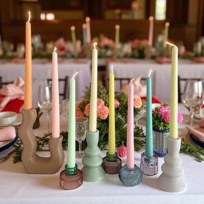 3 Pack Emerald Taper Candles