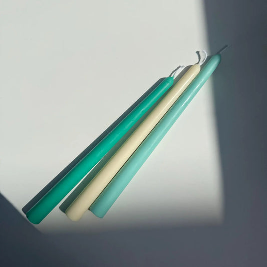 3 Pack Emerald Taper Candles