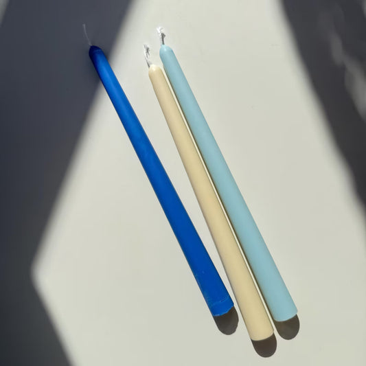 3 Pack Blue Taper Candles