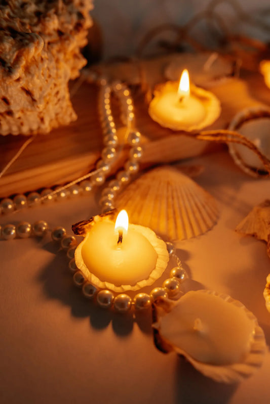 7/10/15 Sets of Shell Candles Natural Coastal Decor