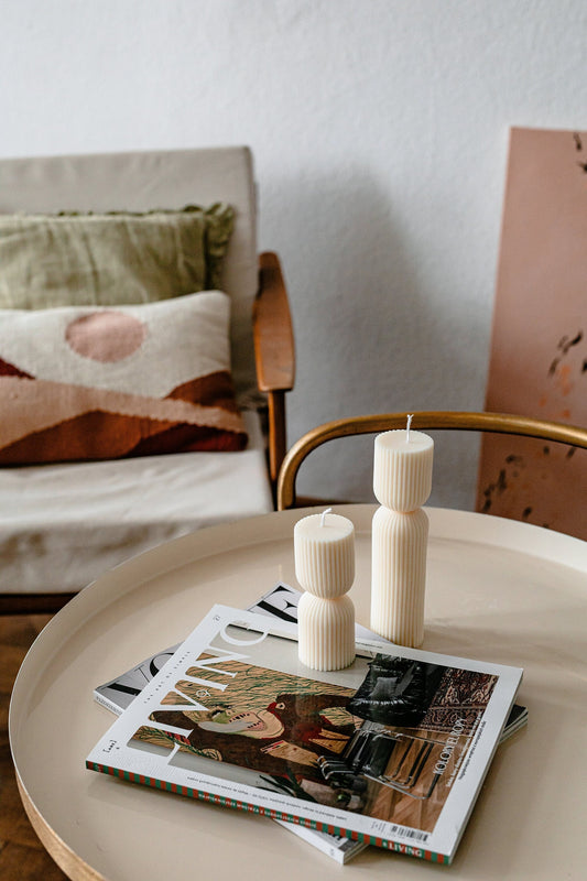 Set of 2 Hourglass Beeswax Candle