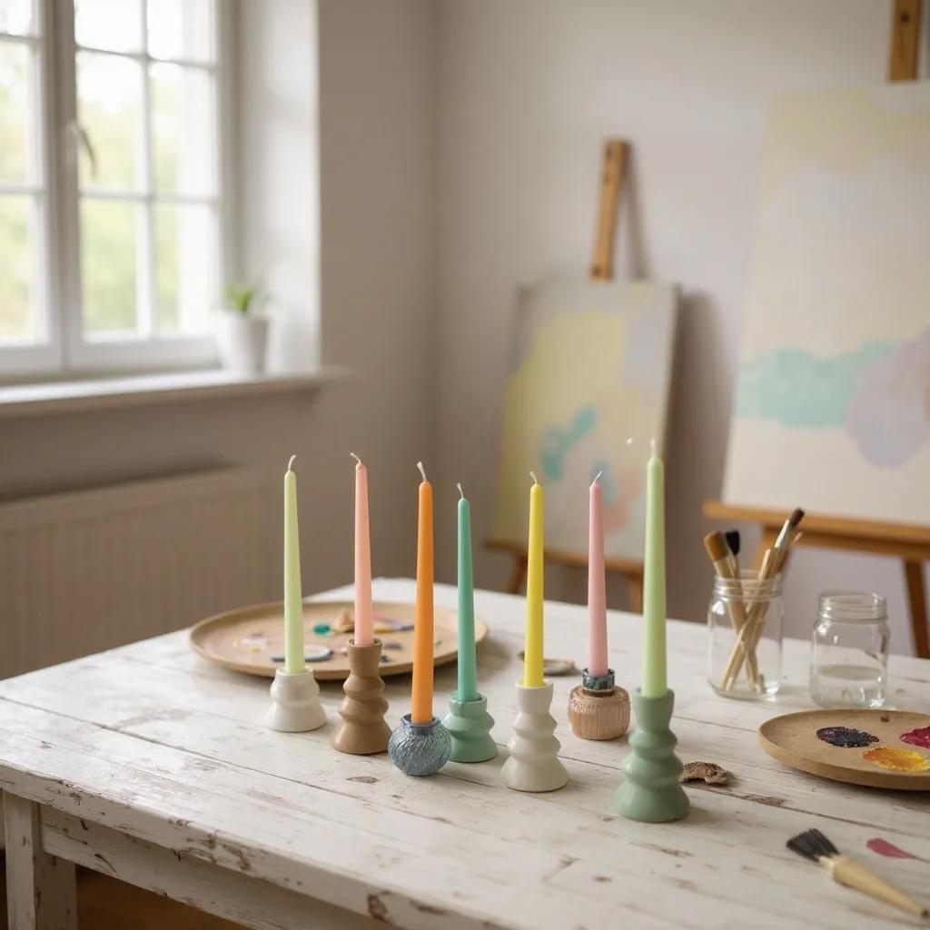 3 Pack Emerald Taper Candles