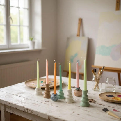 3 Pack Emerald Taper Candles