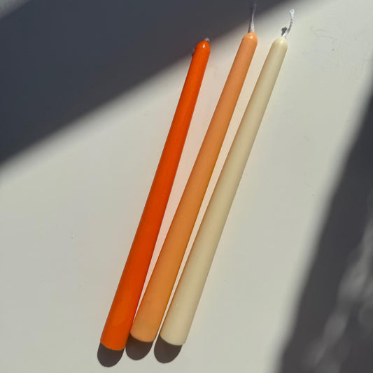 3 Pack Orange Taper Candles