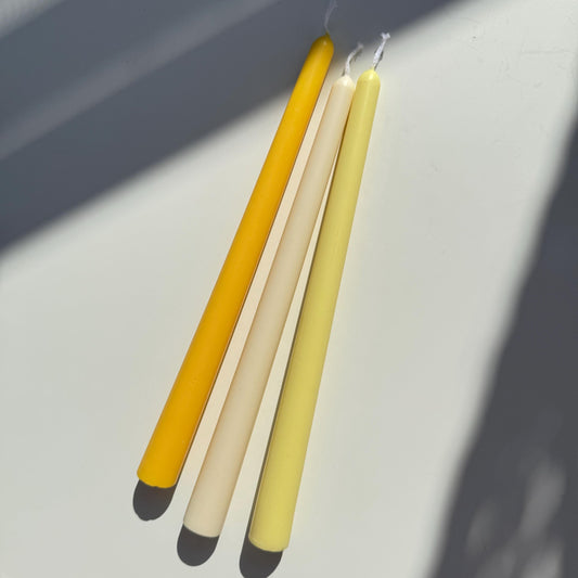 3 Pack Yellow Taper Decorative Candles