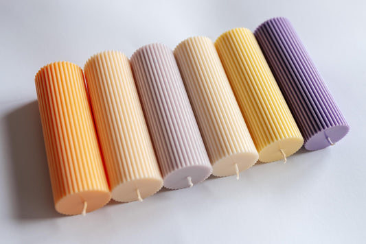 Column Pillar Ribbed Lavender Colour Palette Wedding Decorative Candles